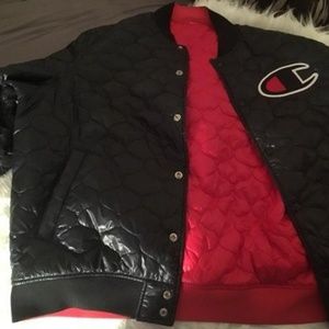 Black and red champion jacket, coat